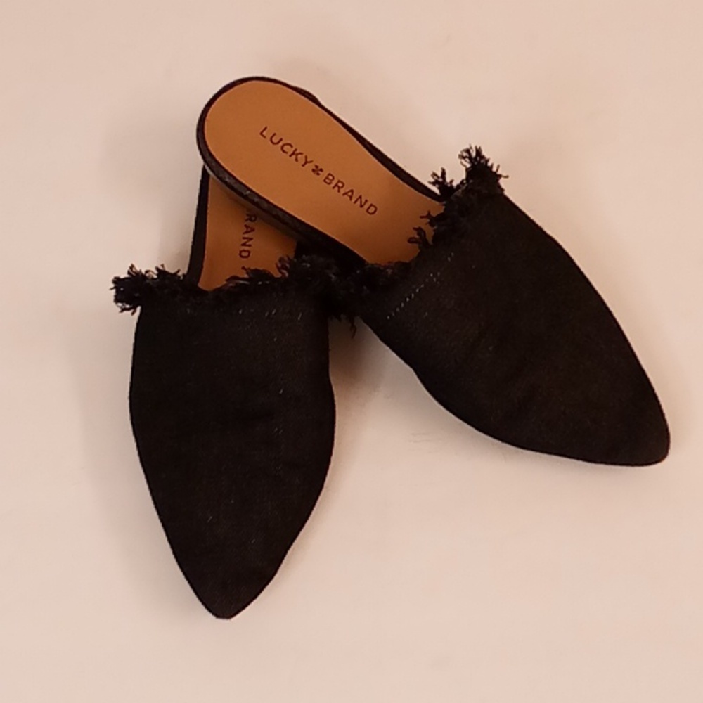 Lucky🍀Brand Sz 6 1/2 Denim Black Color Lightweight Mule Shoes GY1D X